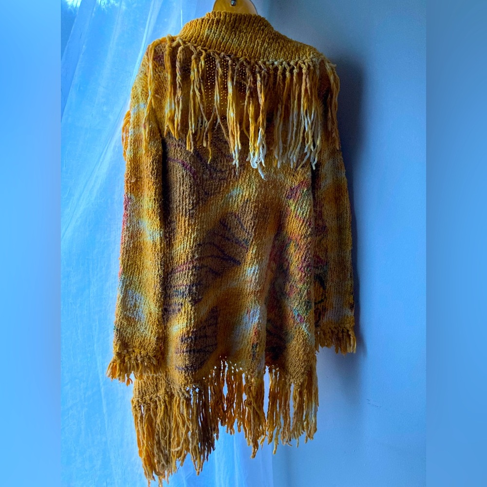 Janette’s Designs Handmade Yellow 100% Cotton Sweater w/ Yarn Details! GORGEOUS!